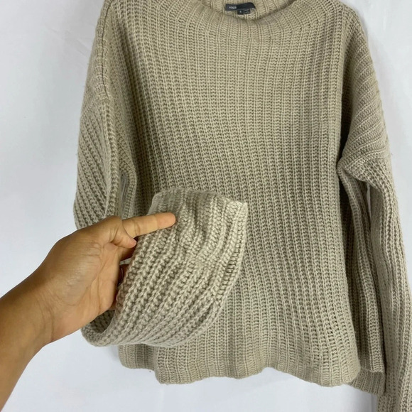 VINCE Textured Knit Neutral Tan Yak Wool Sweater S - Picture 3 of 7